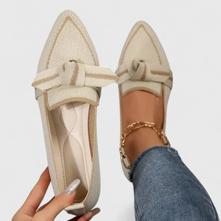 Nuana | Damen Orthopädische Spitz Zulaufende Knoten Loafer