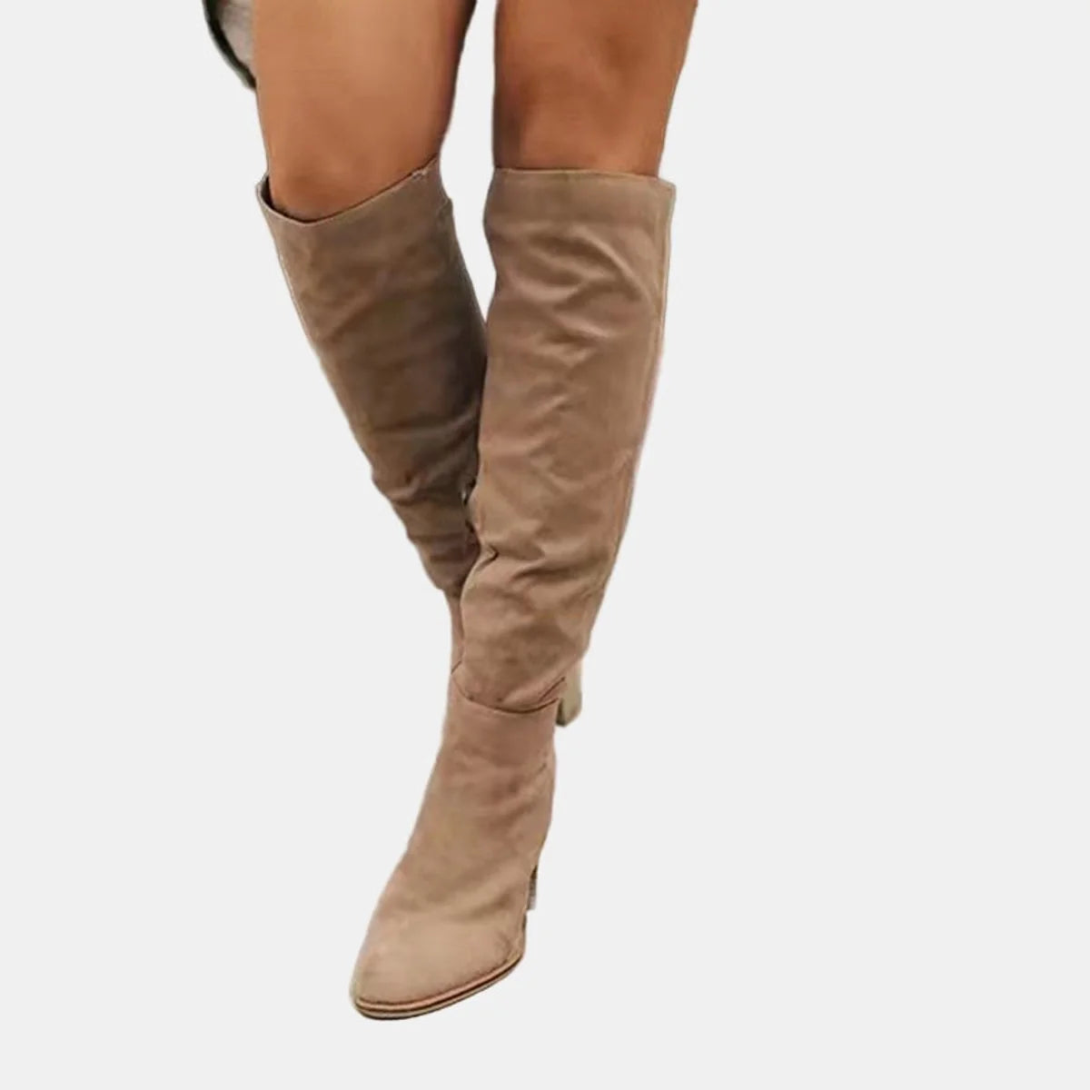 Nuana | Damen Overknee-Stiefeletten mit Blockabsatz und Reißverschluss