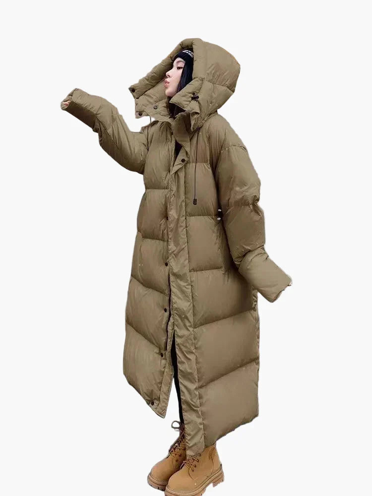 Nuana | Damen Oversized Langer Kapuzen Winter Puffer Mantel