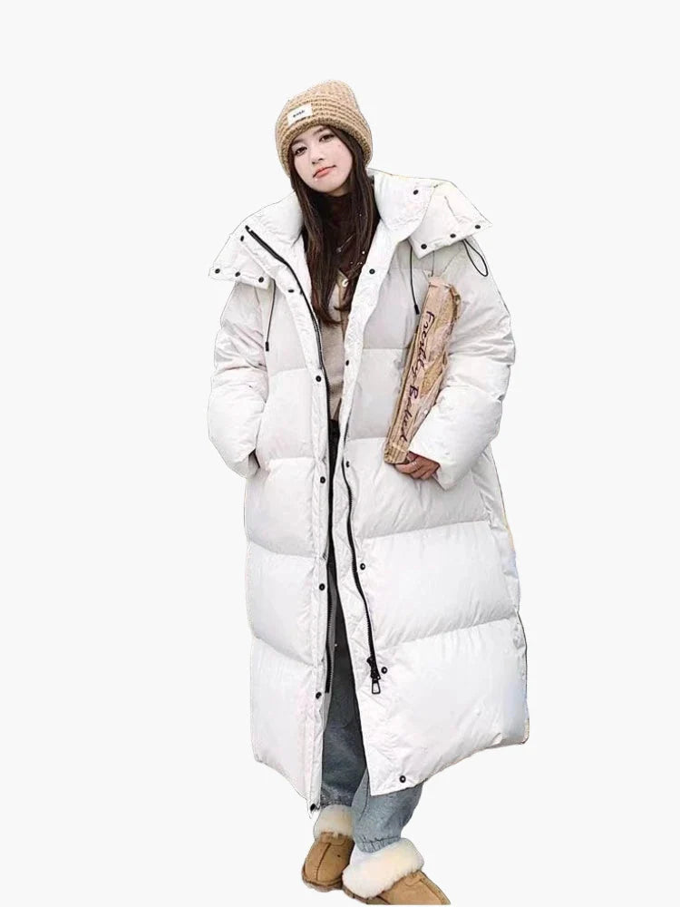 Nuana | Damen Oversized Langer Kapuzen Winter Puffer Mantel