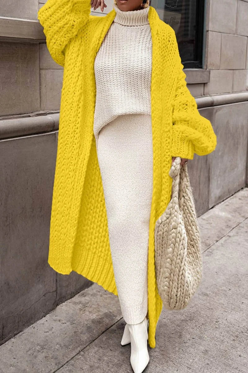 Nuana | Damen Oversized Longline Grobstrick Cardigan Offen