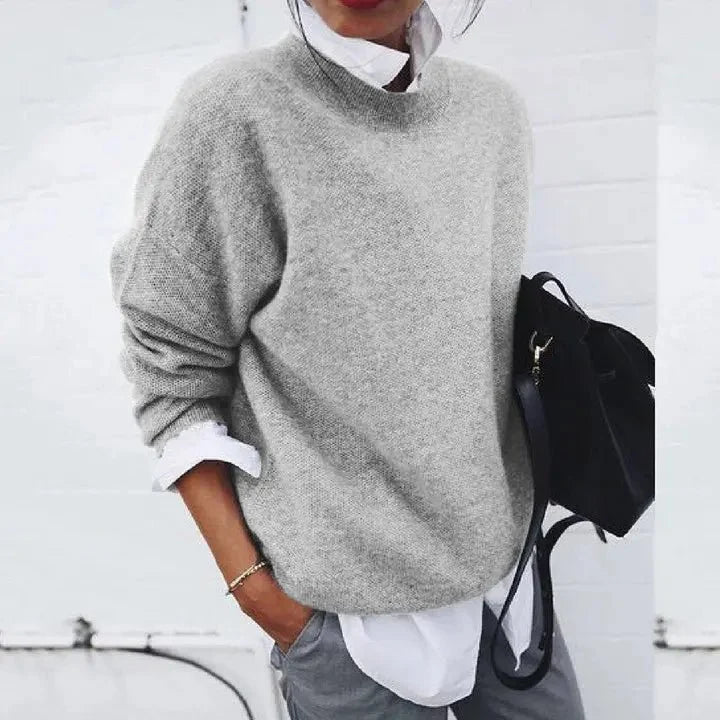 Nuana | Damen Oversized Rundhals Kaschmir-Blend Pullover Sweater
