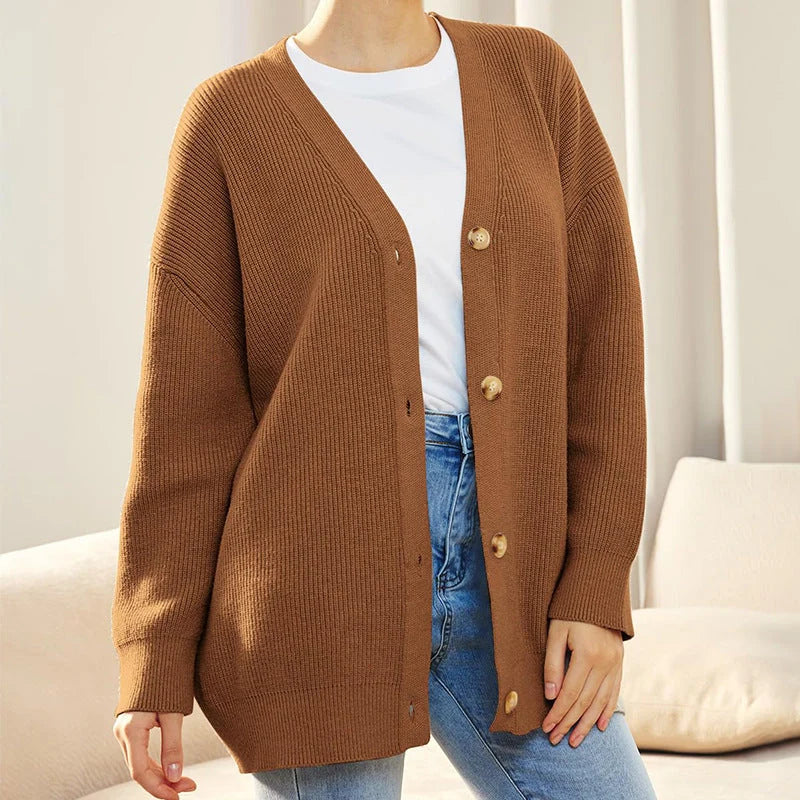 Nuana | Damen Oversized Strickjacke mit Knöpfen