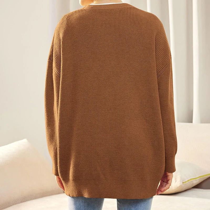 Nuana | Damen Oversized Strickjacke mit Knöpfen