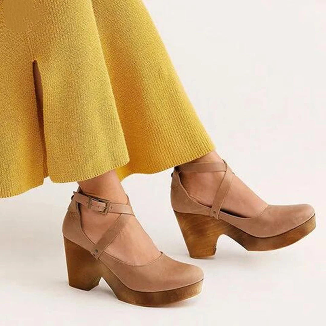 Nuana | Damen Plateau Schuhe Mit Schnallenriemen