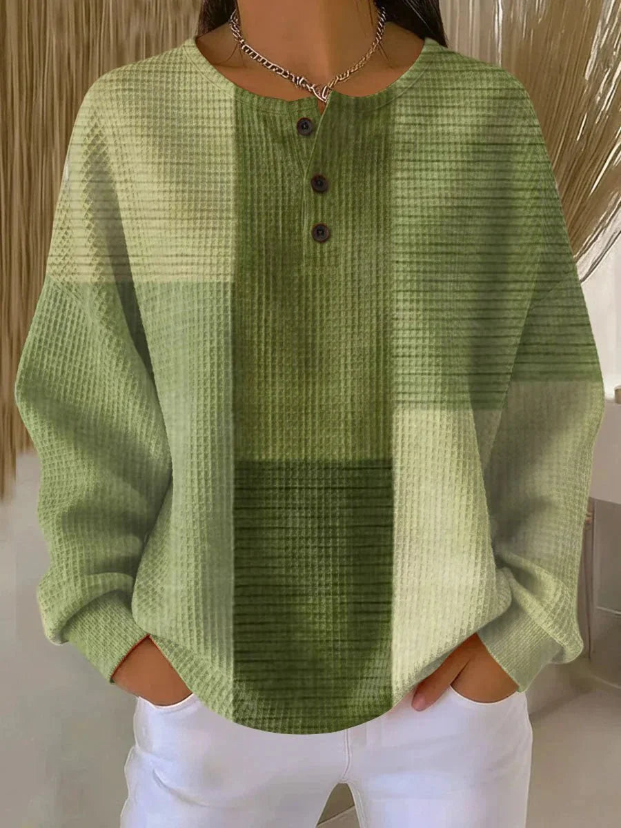 Nuana | Damen Relaxed-Fit Colourblock Waffelstrick Henley Pullover