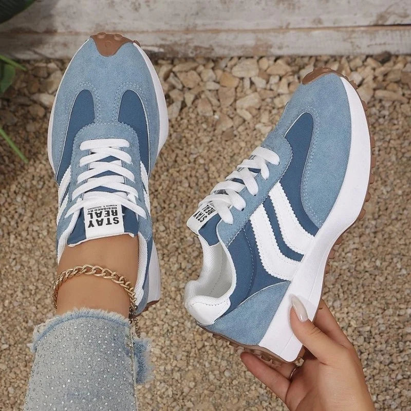 Nuana | Damen Retro Platform Chunky Sneakers mit Schnürung