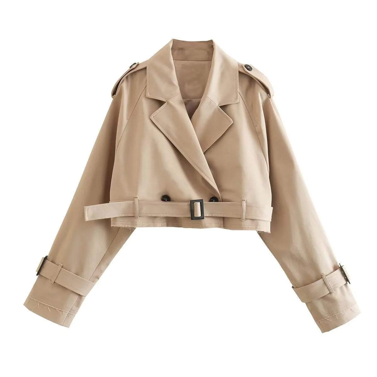 Nuana | Damen Schicker kurzer Trenchcoat mit Gürtel