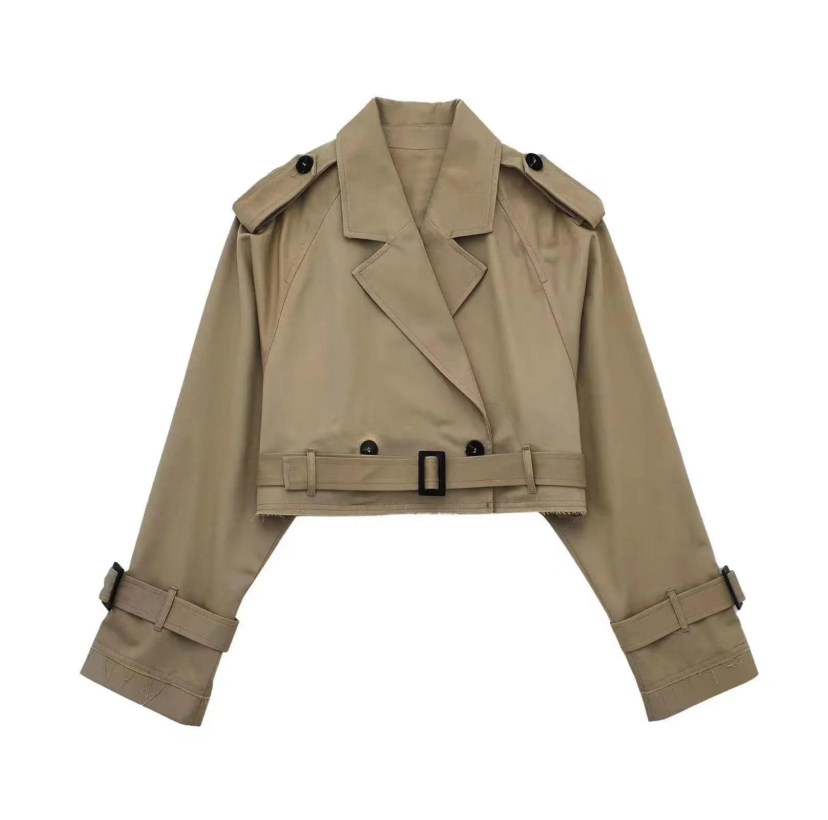 Nuana | Damen Schicker kurzer Trenchcoat mit Gürtel