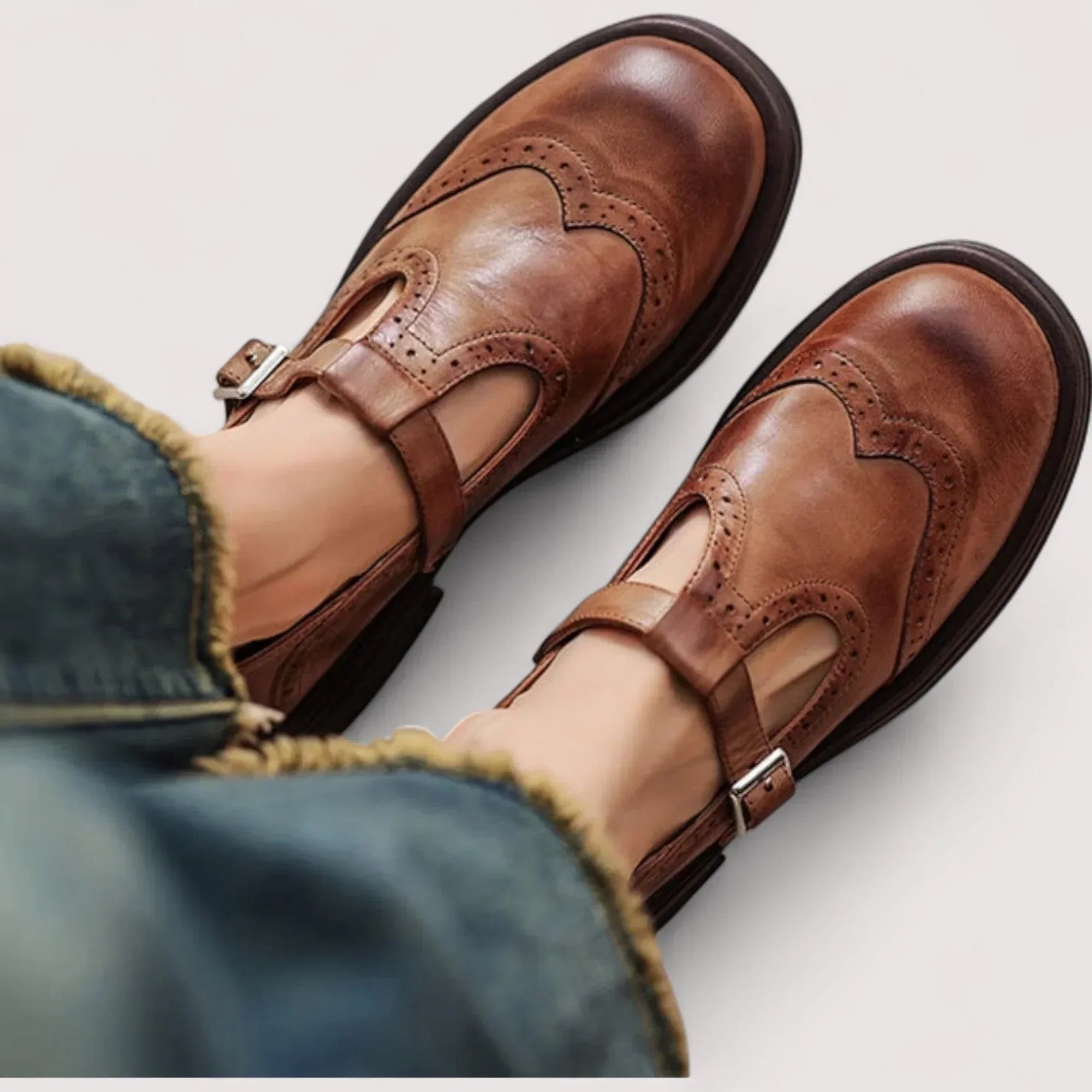 Nuana | Damen Schnallenriemen Rundspitze Schuhe