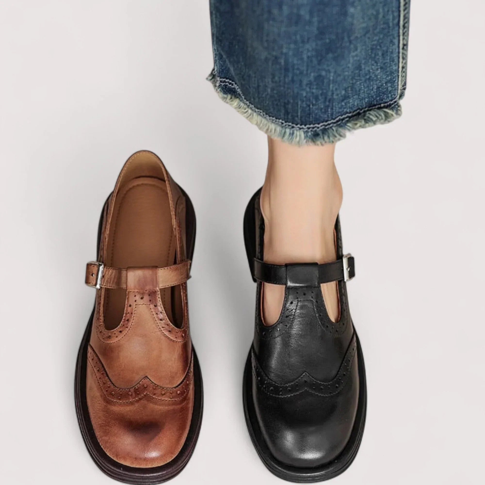 Nuana | Damen Schnallenriemen Rundspitze Schuhe