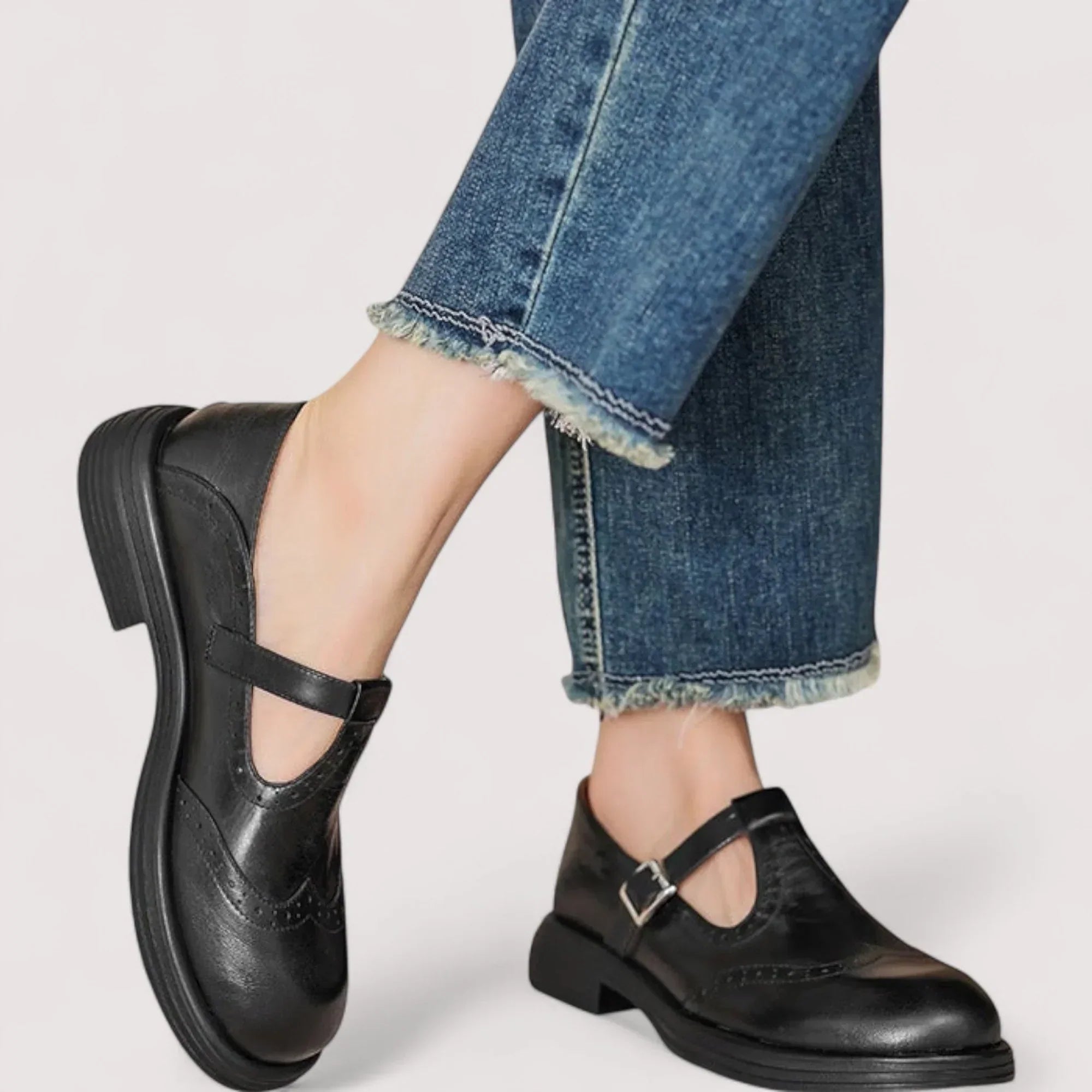 Nuana | Damen Schnallenriemen Rundspitze Schuhe