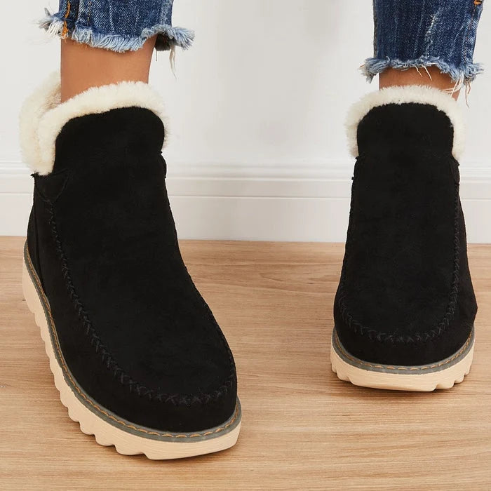 Nuana | Damen Slip On Stiefeletten Mit Plateau Und Nahtdetails