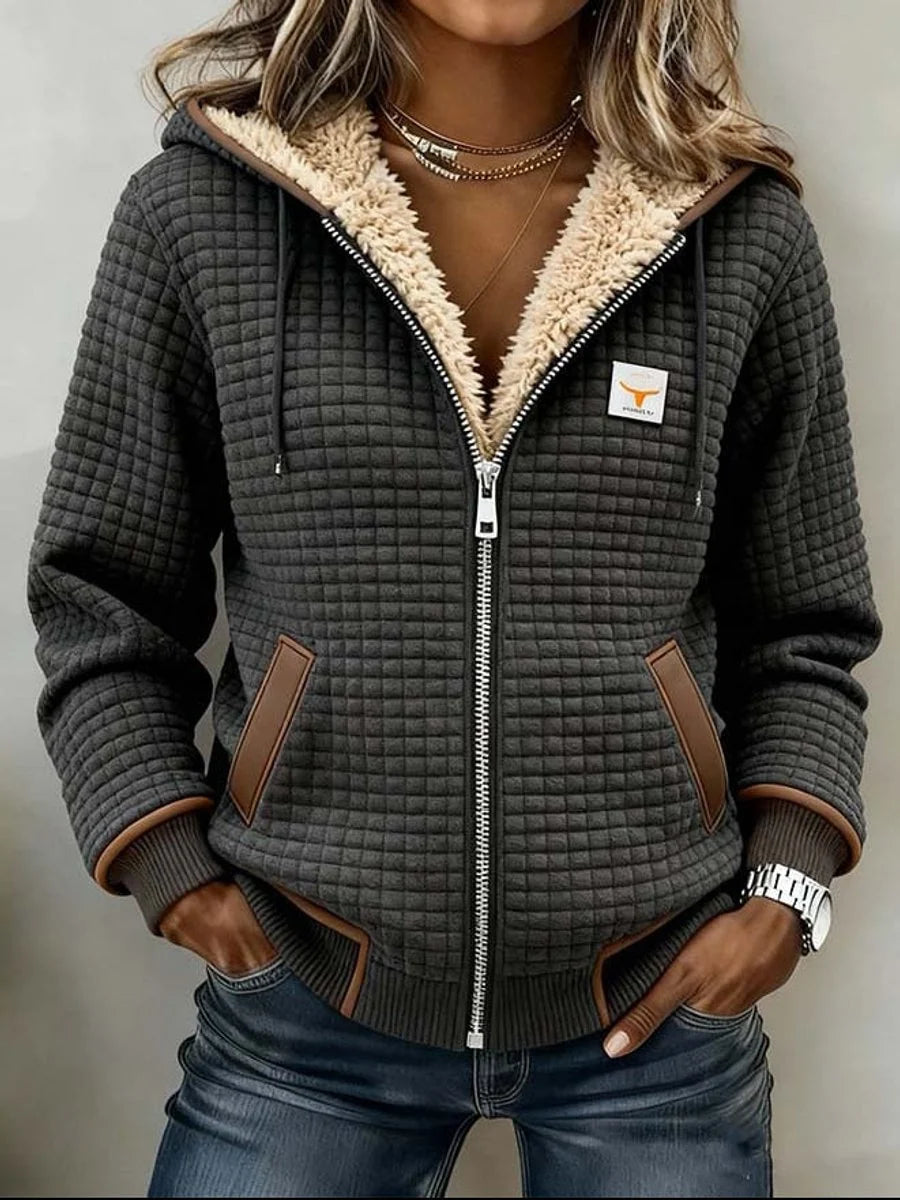 Nuana | Damen Stepp-Fleece-gefütterte Reißverschluss Quilted Jacket Women