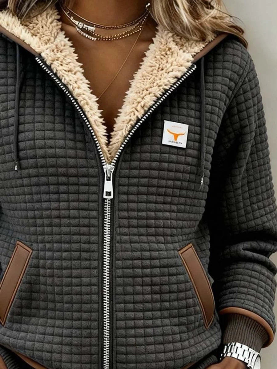 Nuana | Damen Stepp-Fleece-gefütterte Reißverschluss Quilted Jacket Women