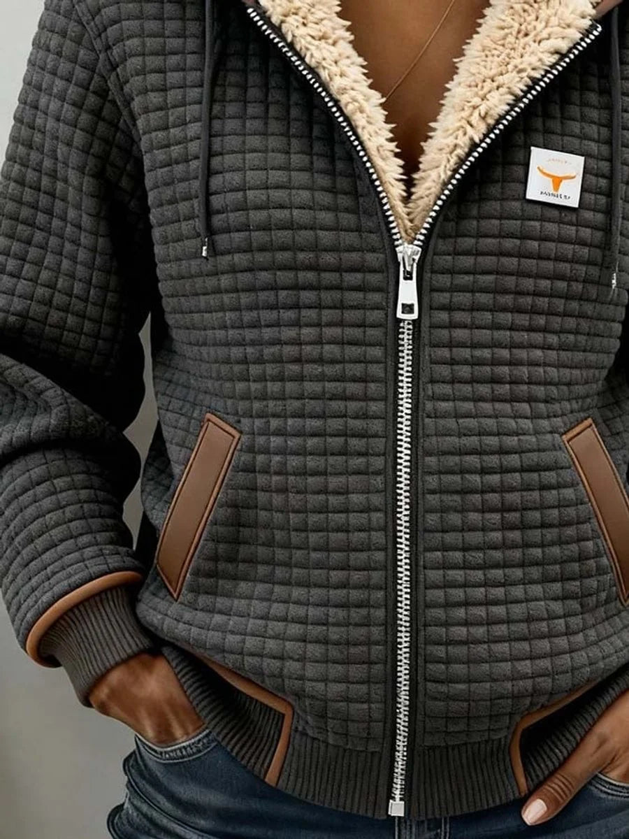 Nuana | Damen Stepp-Fleece-gefütterte Reißverschluss Quilted Jacket Women