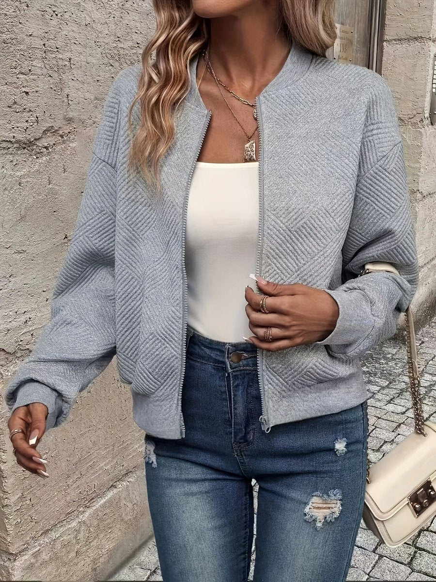 Nuana | Damen Steppjacke leichte Zip-Up Bomberjacke strukturierter Stoff