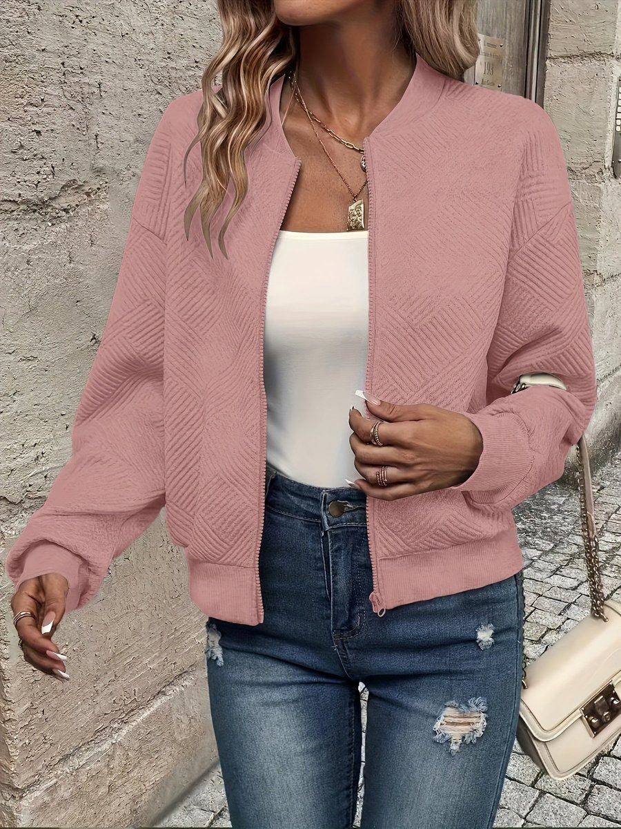 Nuana | Damen Steppjacke leichte Zip-Up Bomberjacke strukturierter Stoff