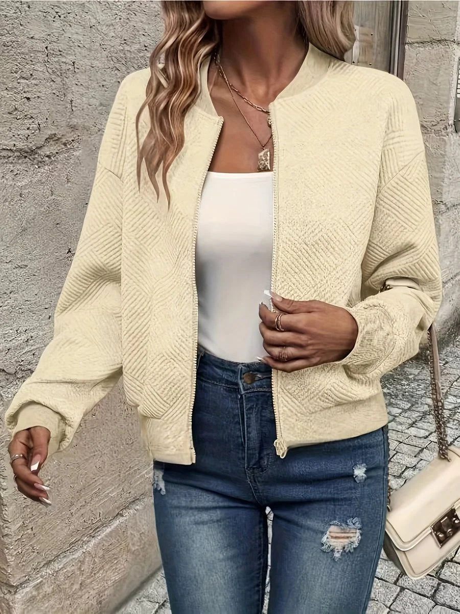 Nuana | Damen Steppjacke leichte Zip-Up Bomberjacke strukturierter Stoff
