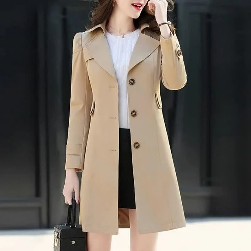Nuana | Damen Stilvoller Zweireihiger Trenchcoat