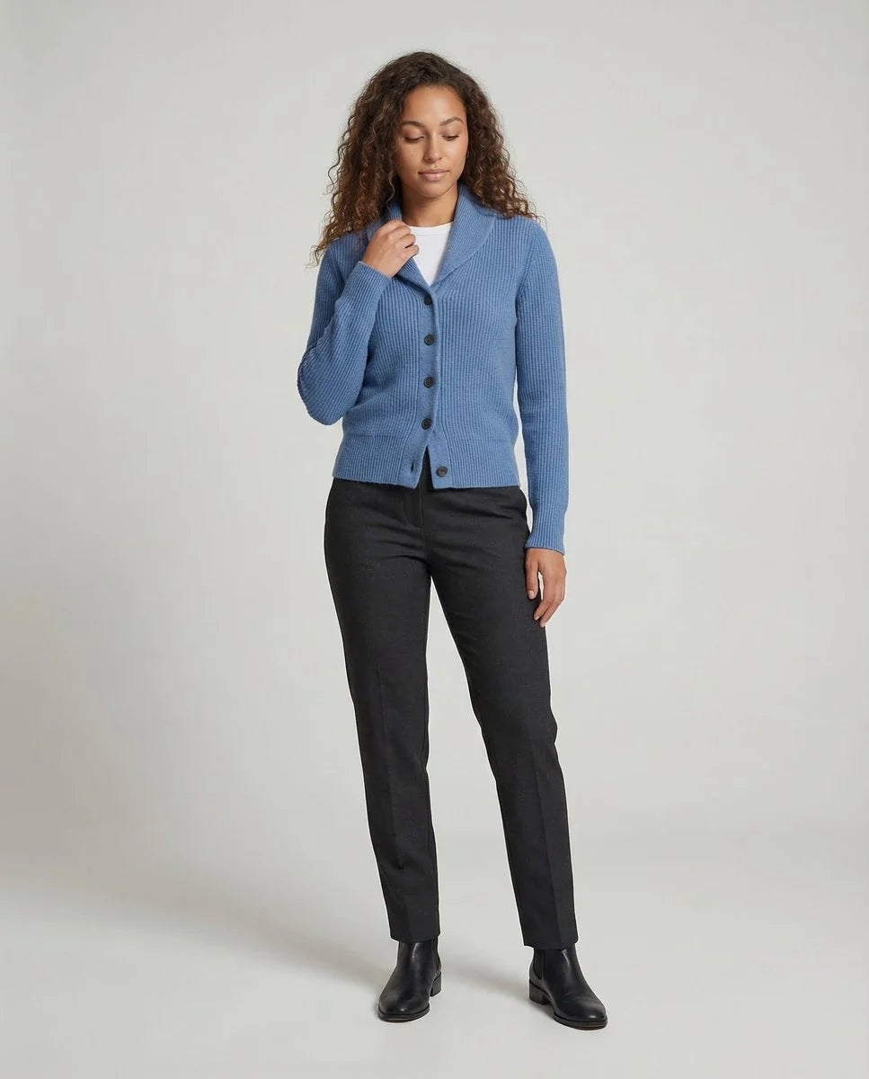 Nuana | Damen Strick-Cardigan mit Revers-Kragen Knopfleiste Langarm