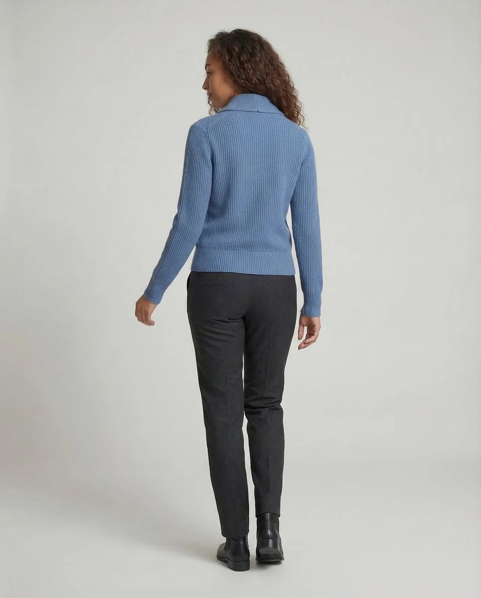 Nuana | Damen Strick-Cardigan mit Revers-Kragen Knopfleiste Langarm