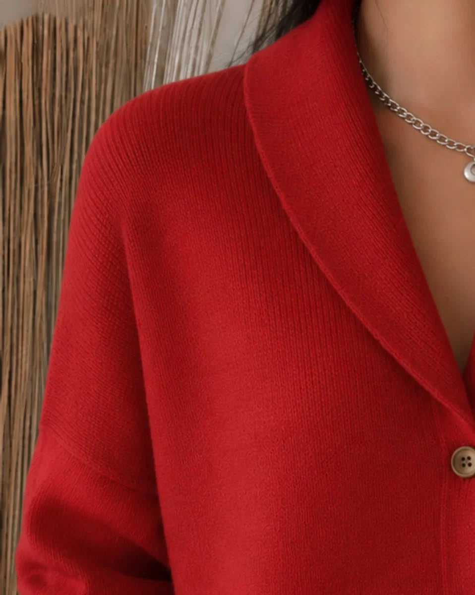 Nuana | Damen Strickjacke mit Hemdkragen und Knopfleiste Relaxed Fit