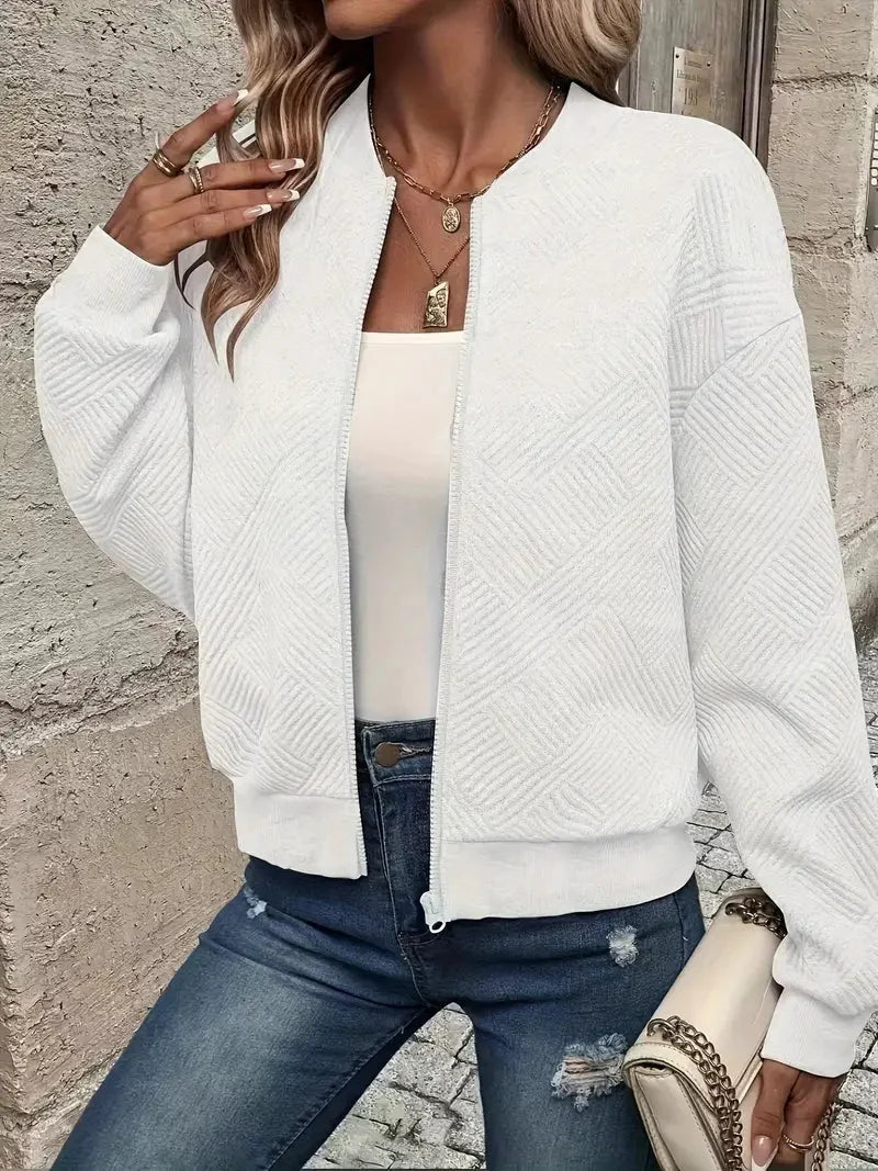 Nuana | Damen Strickjacke mit Reißverschluss und Struktur