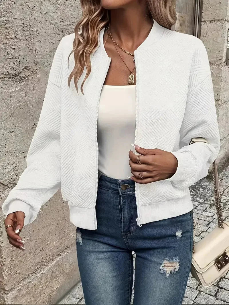 Nuana | Damen Strickjacke mit Reißverschluss und Struktur