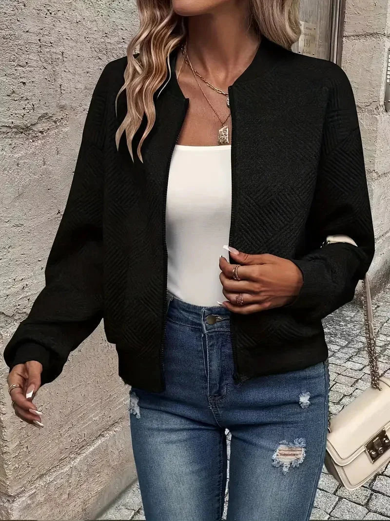 Nuana | Damen Strickjacke mit Reißverschluss und Struktur