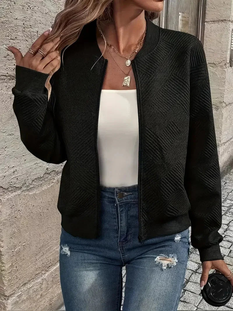 Nuana | Damen Strickjacke mit Reißverschluss und Struktur