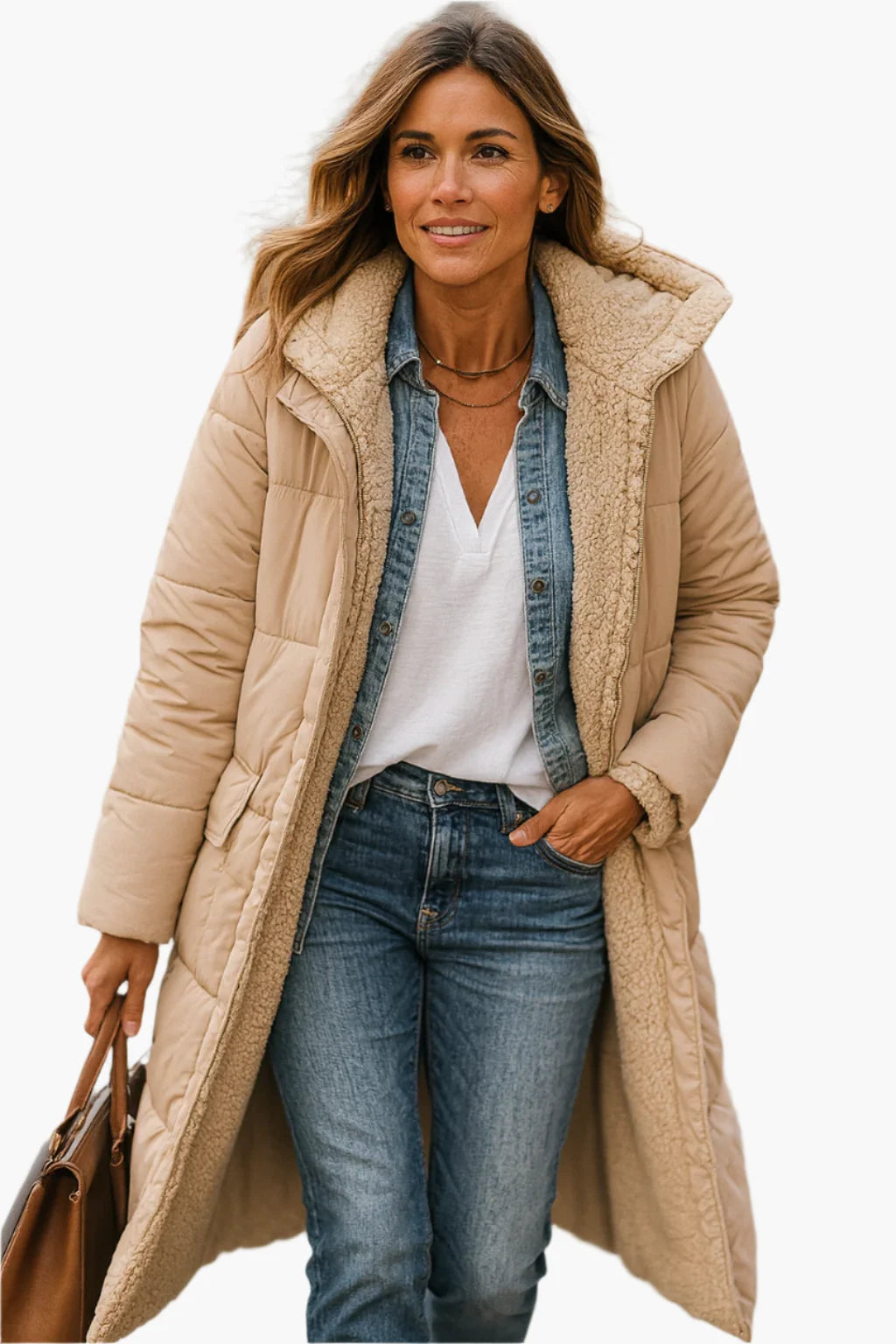 Nuana | Damen Warme Kapuzen Winter Longline Puffer Jacke