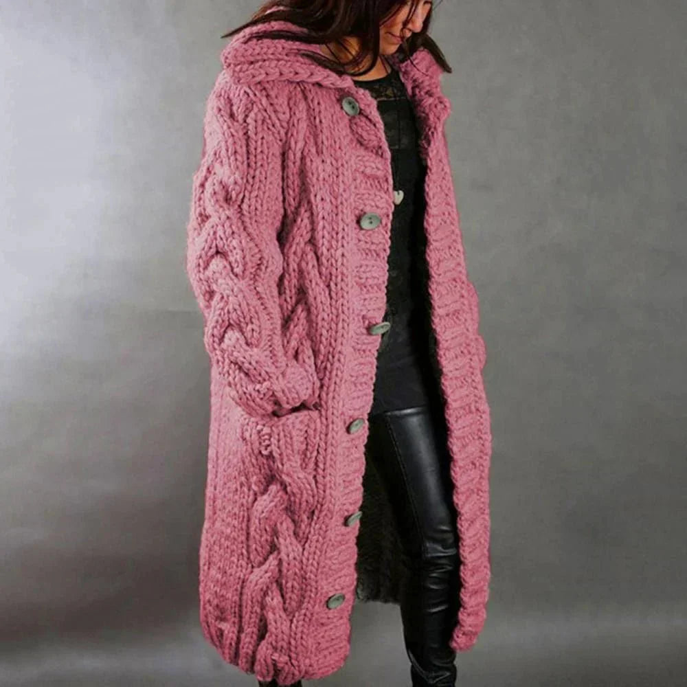 Nuana | Damen Warmer Langer Strickcardigan für den Winter
