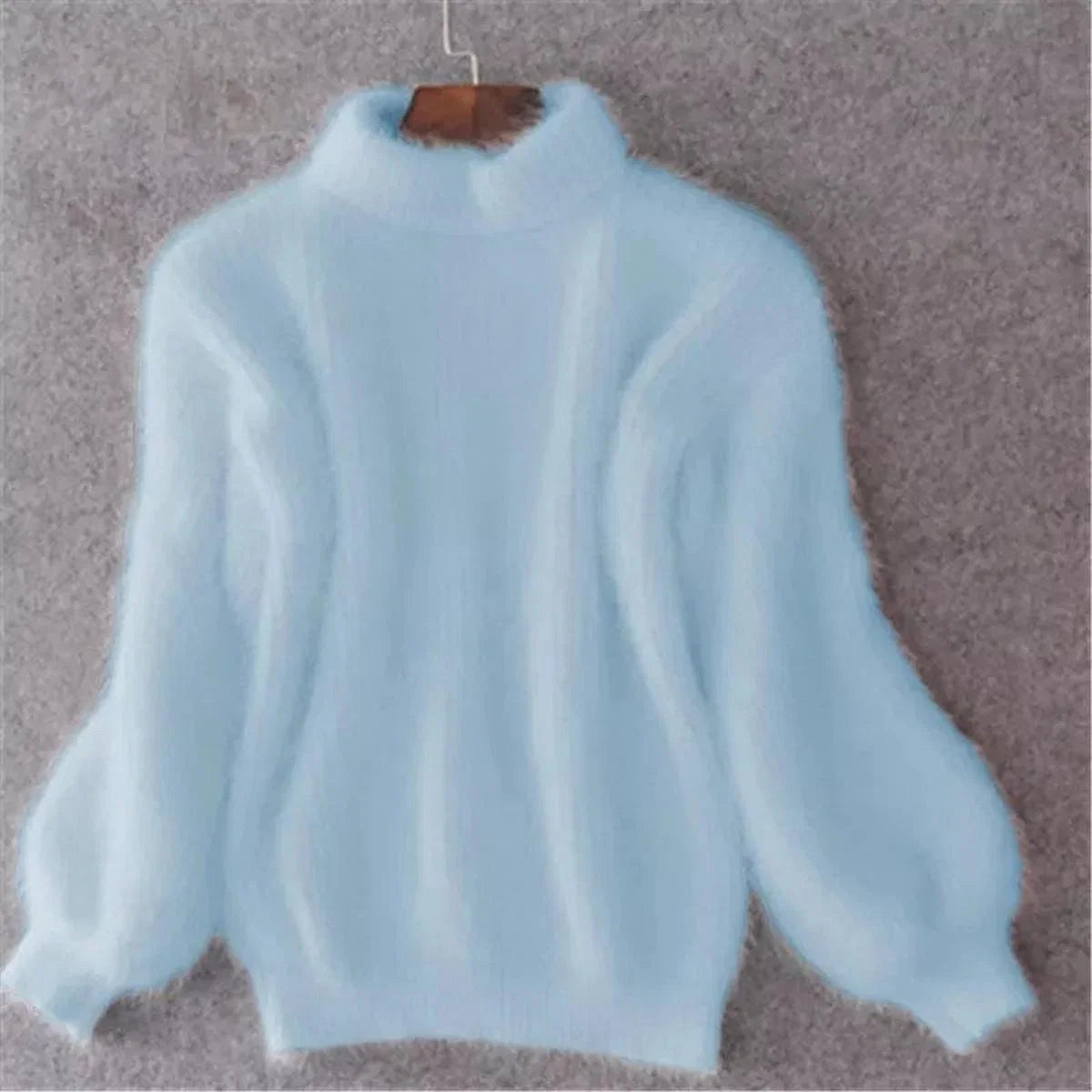 Nuana | Damen Weicher Flauschiger Winterpullover mit hohem Kragen