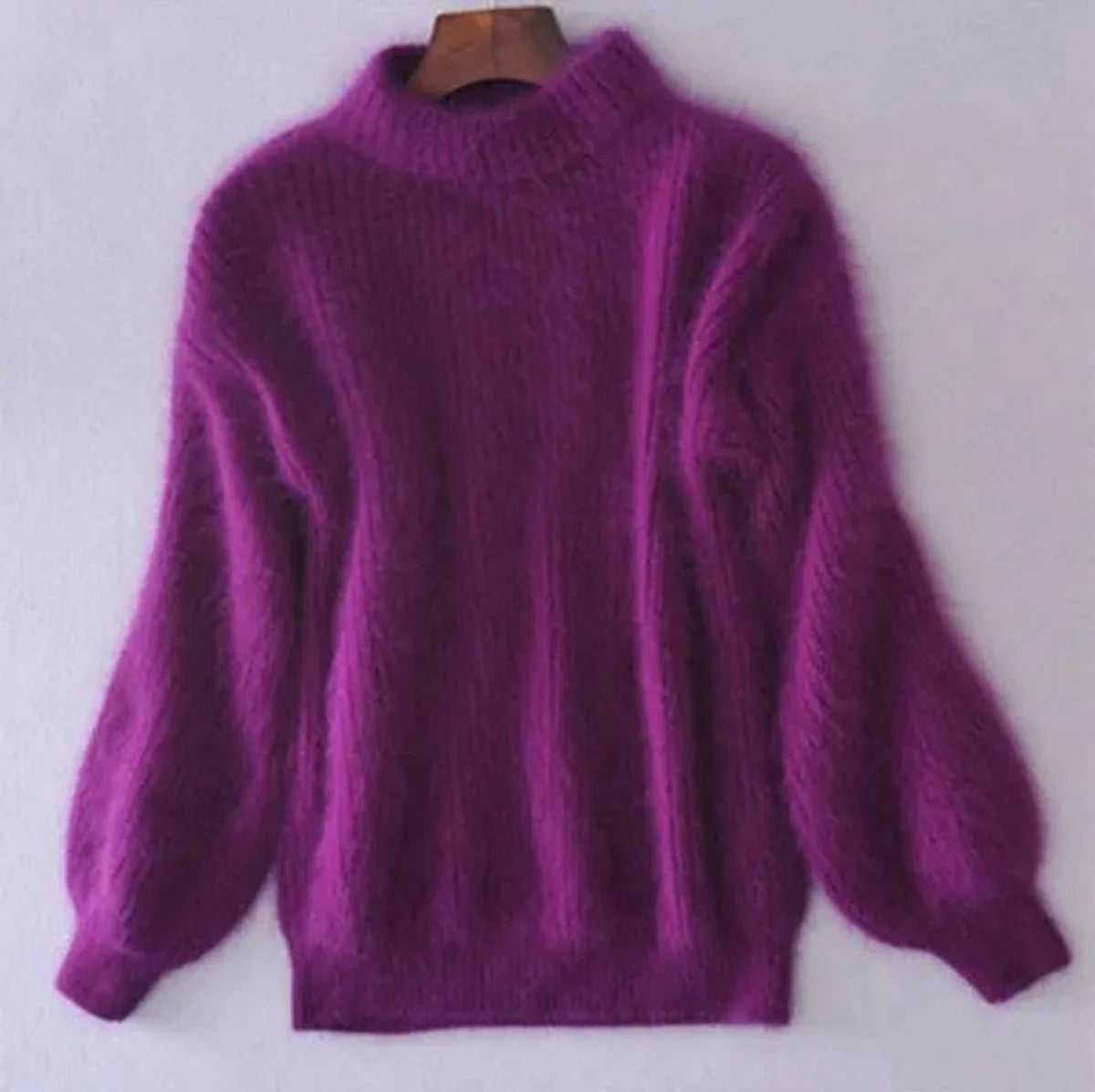 Nuana | Damen Weicher Flauschiger Winterpullover mit hohem Kragen
