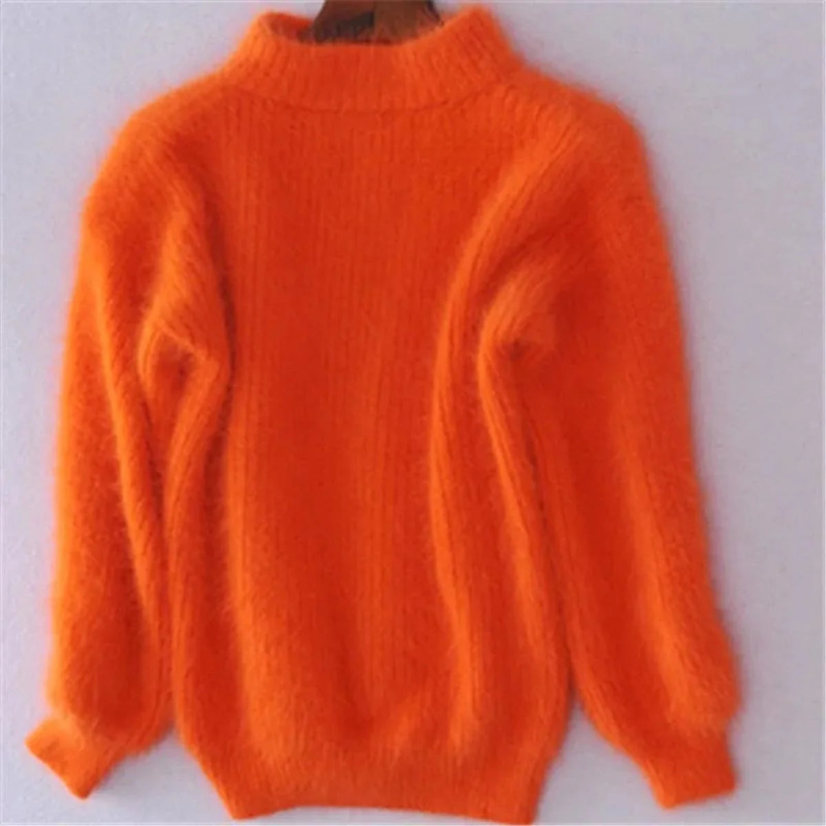 Nuana | Damen Weicher Flauschiger Winterpullover mit hohem Kragen