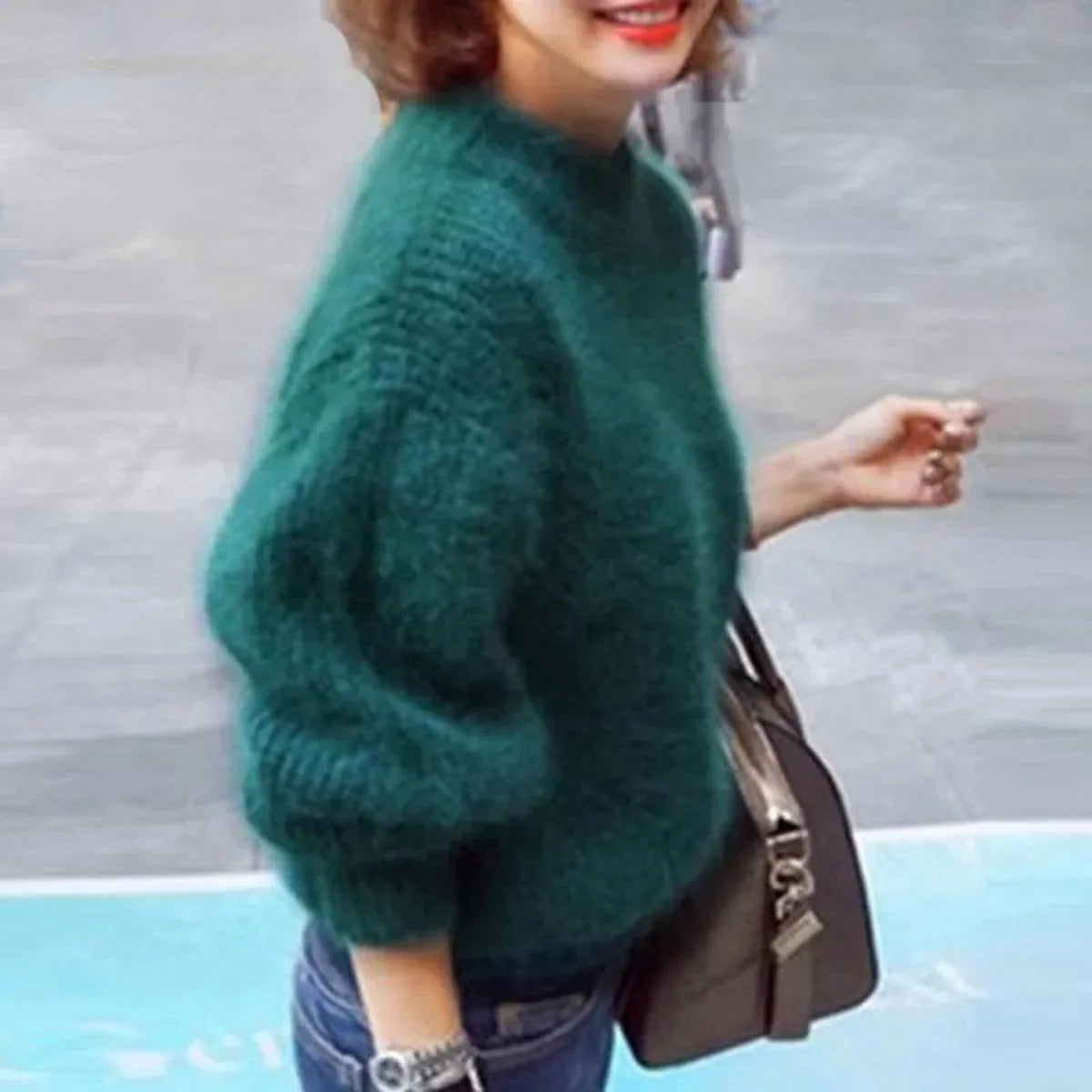 Nuana | Damen Weicher Flauschiger Winterpullover mit hohem Kragen