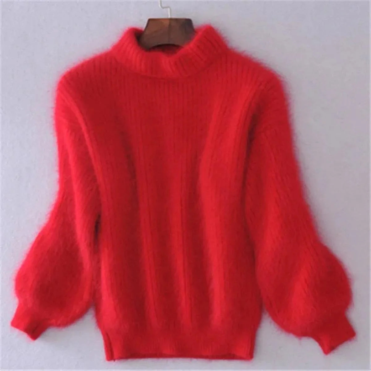 Nuana | Damen Weicher Flauschiger Winterpullover mit hohem Kragen