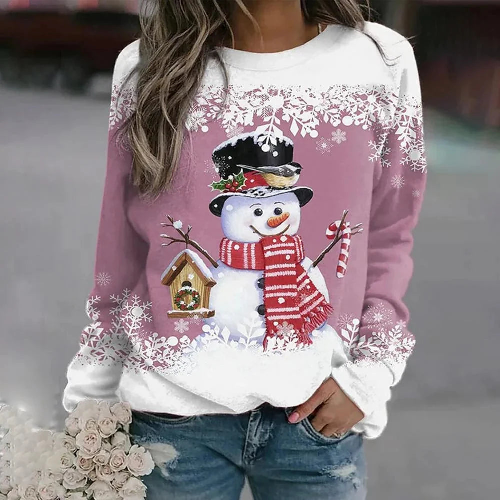 Nuana | Damen-Weihnachtspullover mit Schneemann-Motiv