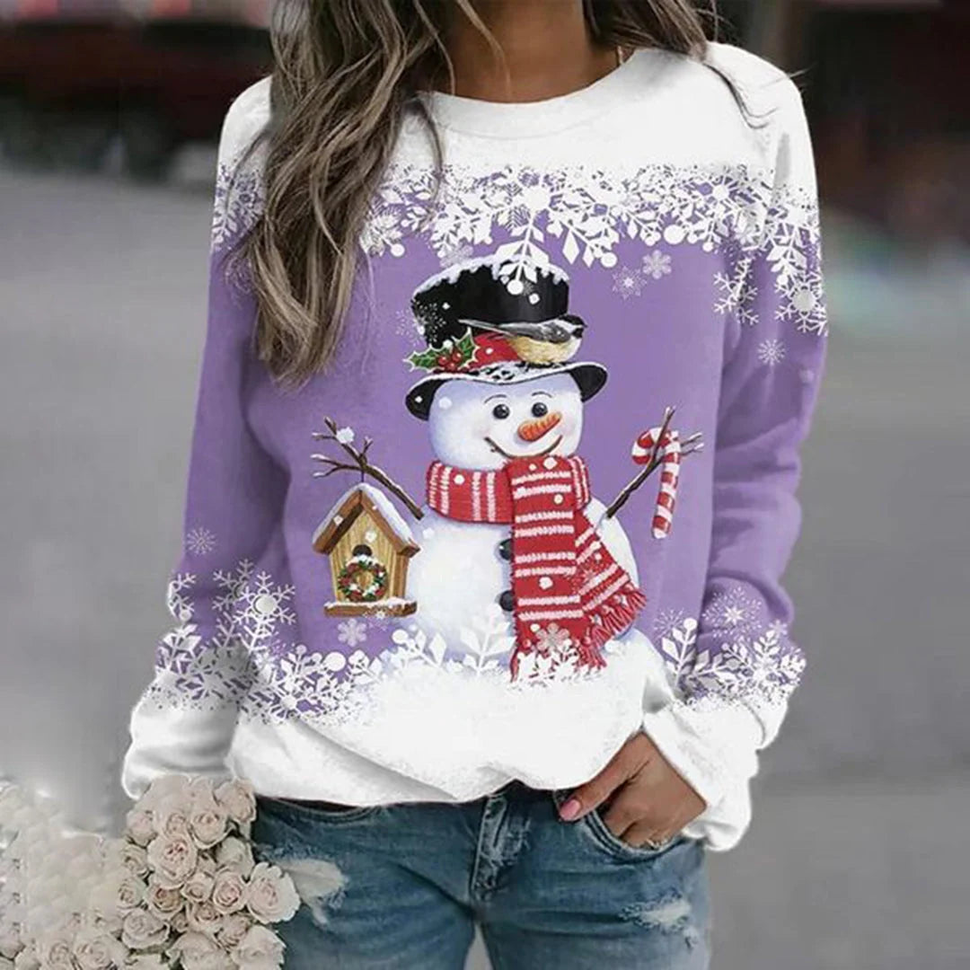 Nuana | Damen-Weihnachtspullover mit Schneemann-Motiv