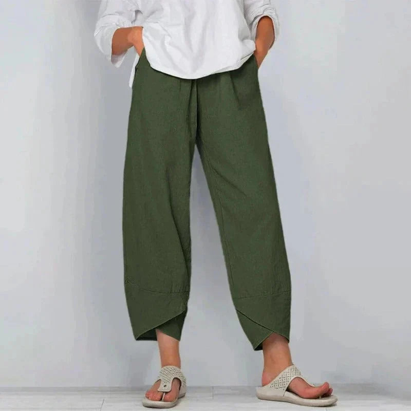 Nuana | Damen Weite Bein Lässige Cropped Hose