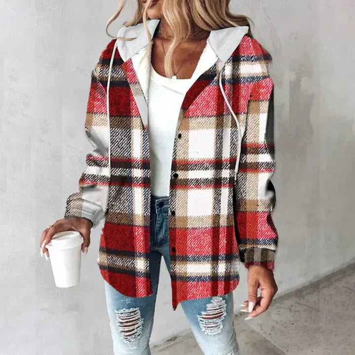 Nuana | Damen Winter Freizeit Karo Hoodie Jacke