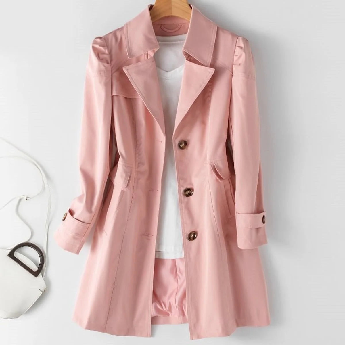 Nuana | Damen Winterjacke eleganter Schnitt Polyester Blazer-Trenchcoat