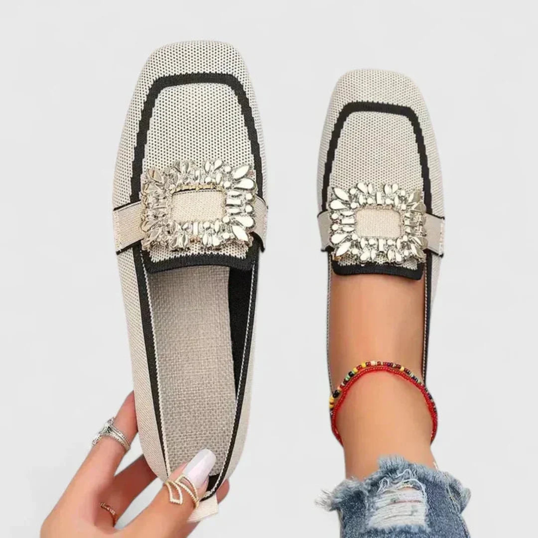 Nuana Doris | Damen Kristallschnalle Slip-On Loafer
