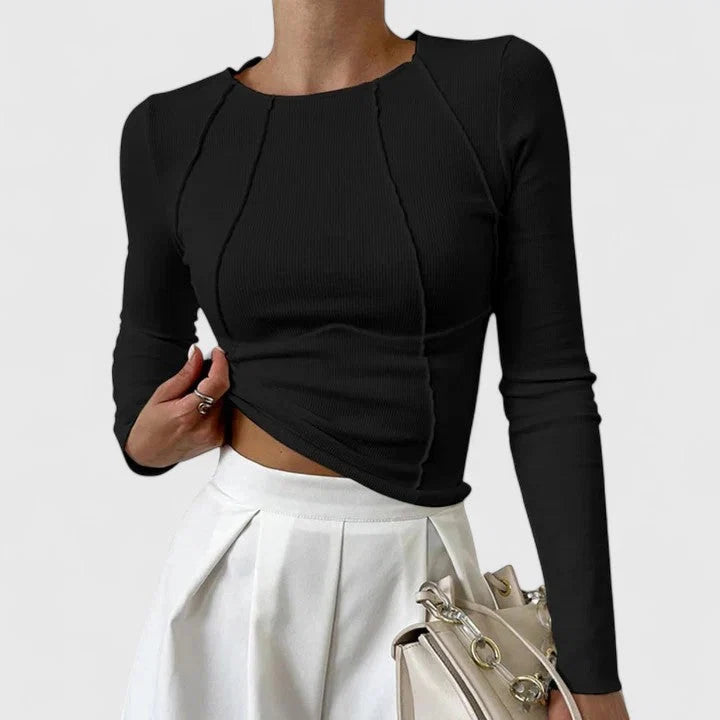 Nuana Doris Damen Lässiges Langarmshirt, Enganliegend