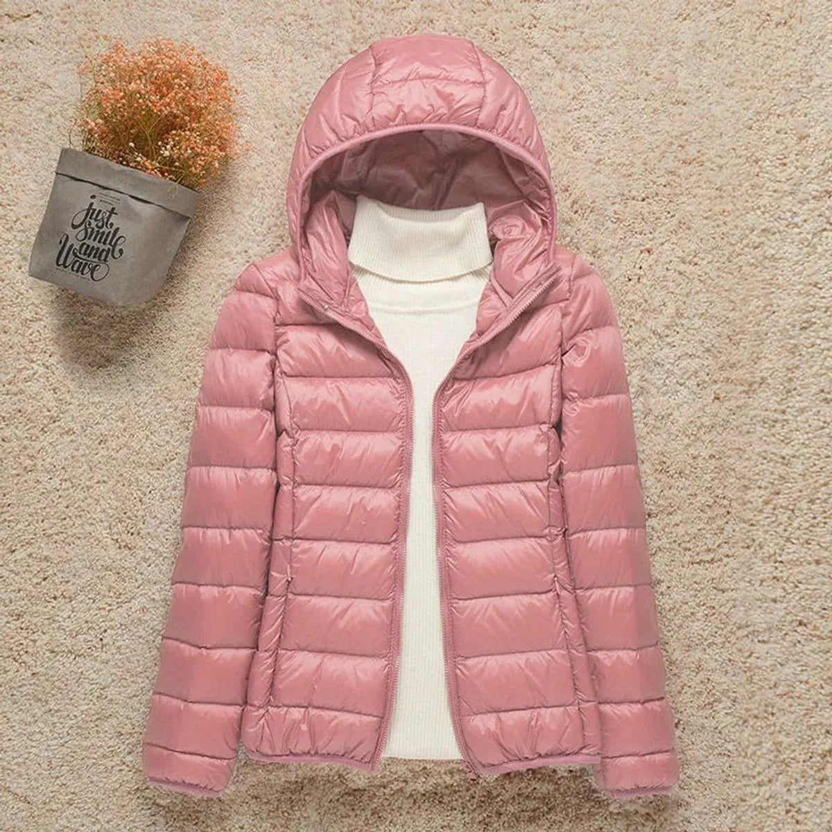 Nuana Elisabeth | Damen Steppjacke mit Kapuze ultraleichte Übergangsjacke