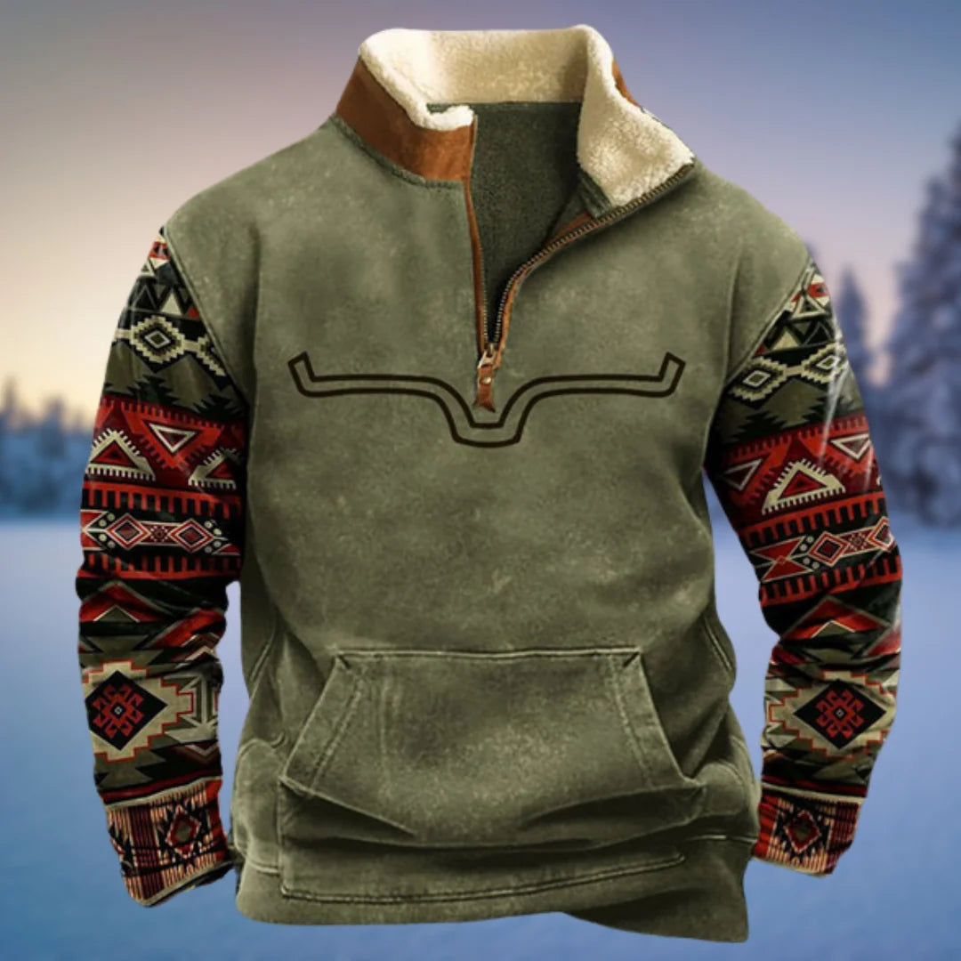 Nuana Emil Herren Lässiger Winterpullover mit Halb-Reißverschluss