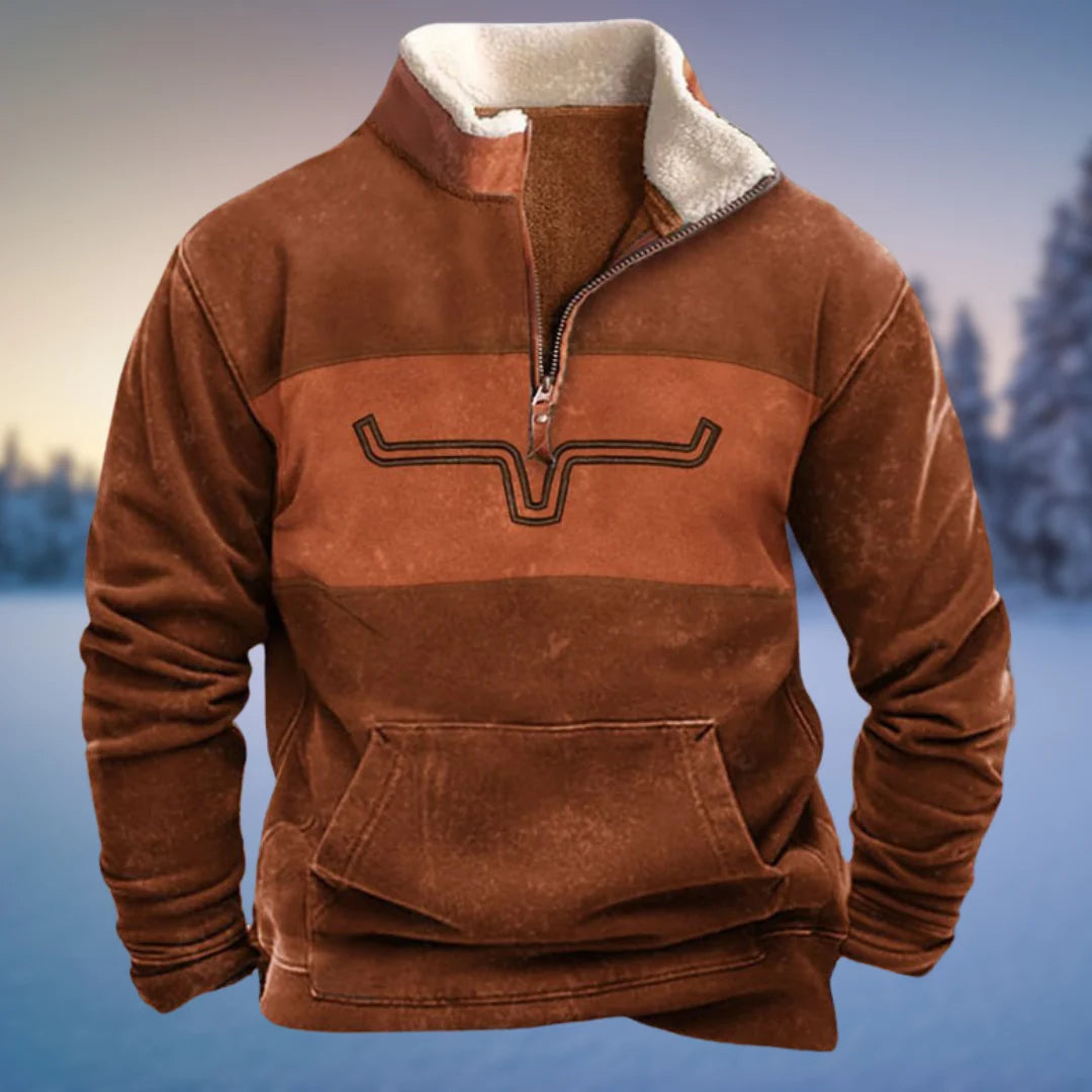 Nuana Emil Herren Lässiger Winterpullover mit Halb-Reißverschluss