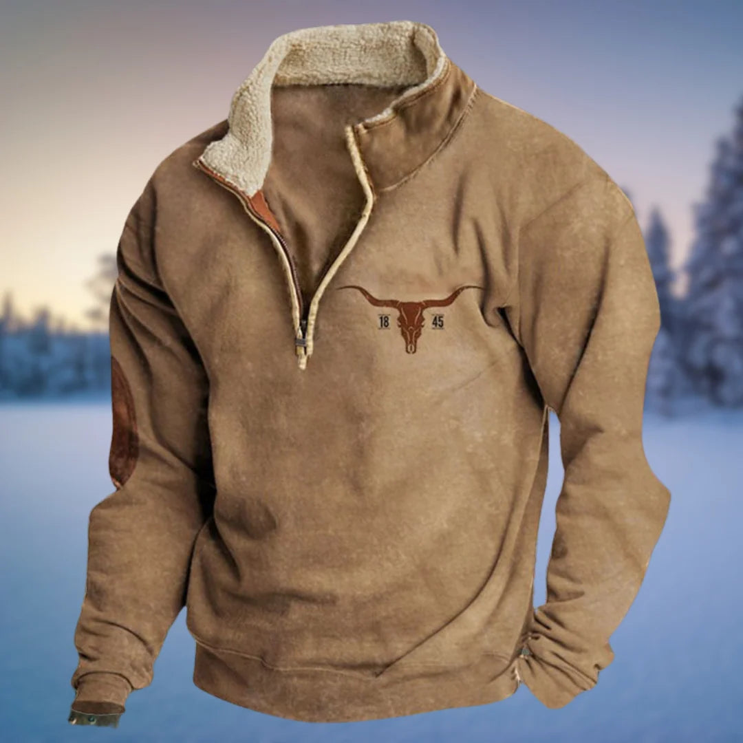 Nuana Emil Herren Lässiger Winterpullover mit Halb-Reißverschluss