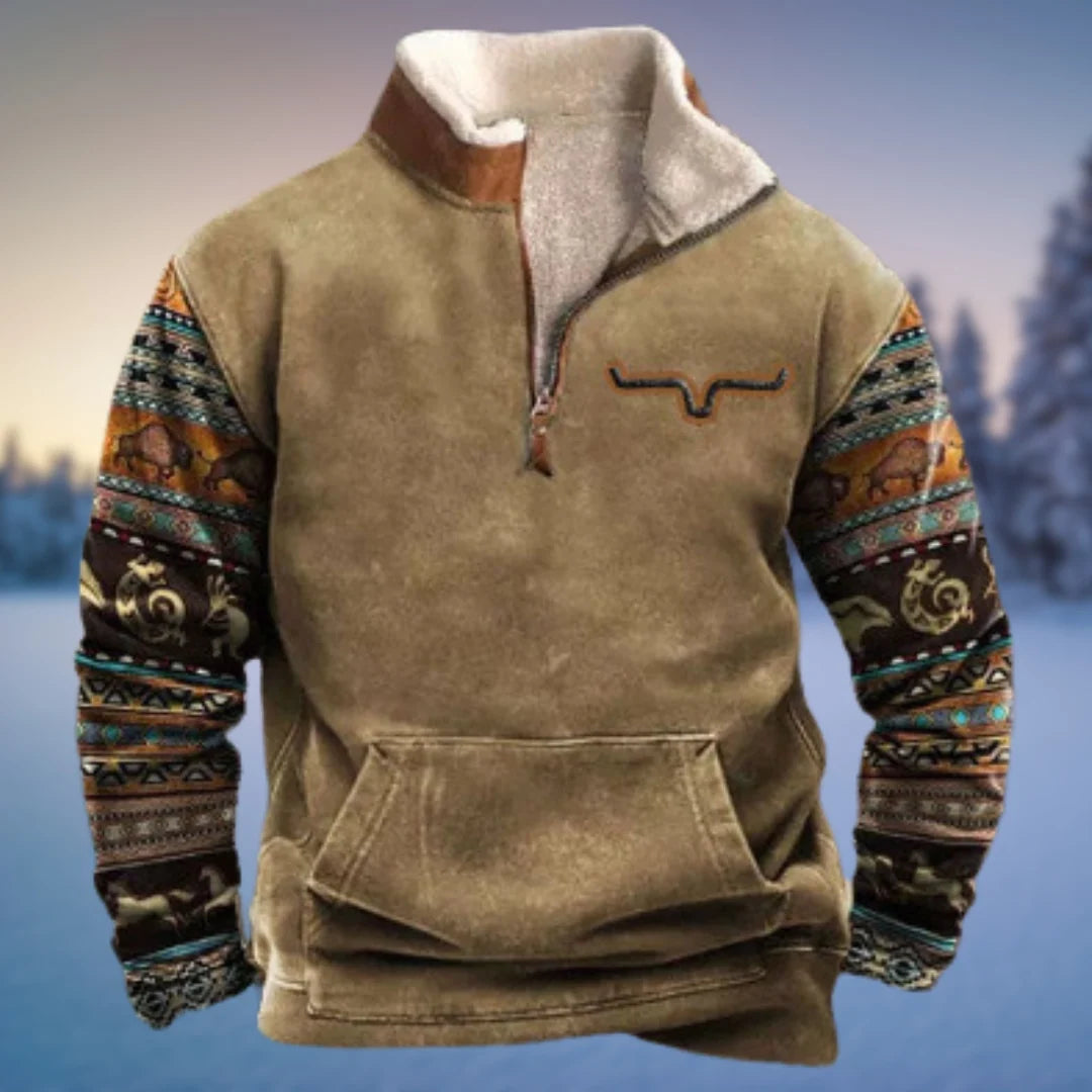 Nuana Emil Herren Lässiger Winterpullover mit Halb-Reißverschluss